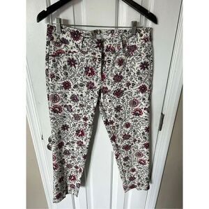 Loft Rivera plant size 4 white and flowers work pants stylish